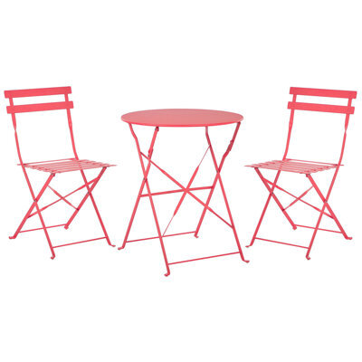 Beliani Bistro Set Folding Fiori Metal Red - image 1