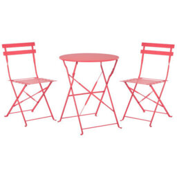 Beliani Bistro Set Folding Fiori Metal Red