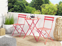 Beliani Bistro Set Folding Fiori Metal Red - thumbnail 2