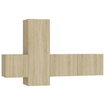 Berkfield Sturdy 3 Piece Tv Cabinet Set Sonoma Oak Engineered Wood - image 1