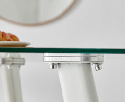 Furniturebox Seattle 4 Seater Glass And White Metal Leg Square Dining Table For A Scandinavian Minimalist Look - thumbnail 4