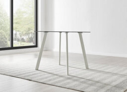 Furniturebox Seattle 4 Seater Glass And White Metal Leg Square Dining Table For A Scandinavian Minimalist Look - thumbnail 6