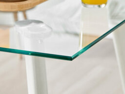 Furniturebox Seattle 4 Seater Glass And White Metal Leg Square Dining Table For A Scandinavian Minimalist Look - thumbnail 3