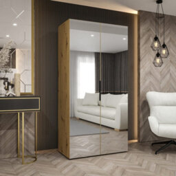 Arte Oak Artisan Marbella Iii Hinged Door Wardrobe 100Cm - Compact Mirrored Storage With Classic Woodgrain Charm - thumbnail 2