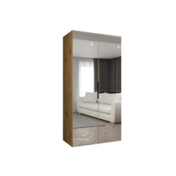 Arte Oak Artisan Marbella Iii Hinged Door Wardrobe 100Cm - Compact Mirrored Storage With Classic Woodgrain Charm - thumbnail 1