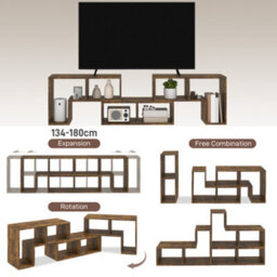 Homcom Tv Unit For Tvs Up To 75 Inches, Free Combination Tv Stand, Brown - thumbnail 4