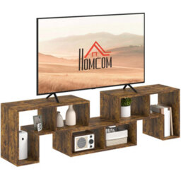Homcom Tv Unit For Tvs Up To 75 Inches, Free Combination Tv Stand, Brown - thumbnail 2