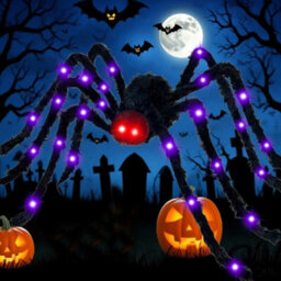 150Cm Spider With Light Led Large Halloween Spider Decor - thumbnail 2