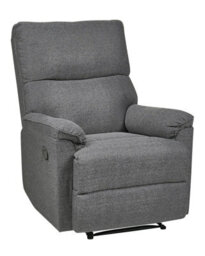 Beliani Recliner Chair Everton With Footrest Fabric Grey - thumbnail 1