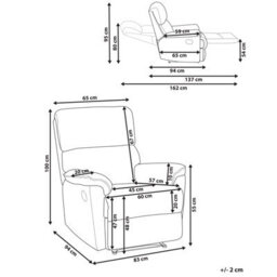 Beliani Recliner Chair Everton With Footrest Fabric Grey - thumbnail 3