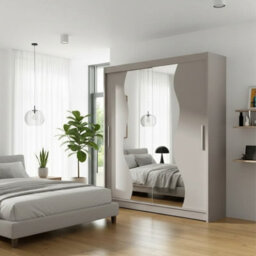 Westa S Sliding Door Wardrobe With Mirrors On The Fronts Cashmere - thumbnail 2