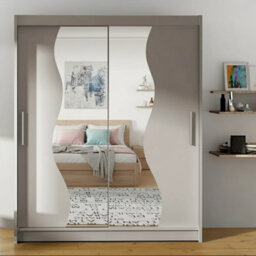 Westa S Sliding Door Wardrobe With Mirrors On The Fronts Cashmere - thumbnail 1