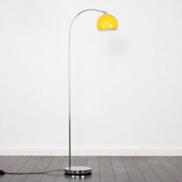 Valuelights Designer Style Polished Chrome Stem Floor Lamp With Yellow Metal Dome Light Shade With Led Gls Bulb In Warm White - thumbnail 4