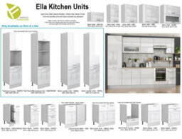 Impact Furniture White Gloss Kitchen Cabinets Set 11 Units Modern Slim Larder Storage Soft Close Base Wall 280Cm Ella - thumbnail 9