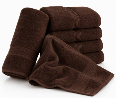 Nod Off Luxury Beach Towel 100X200Cm - 500Gsm 100% Egyptian Ring Spun Cotton - Super Soft Highly Absorbent - Chocolate Brown - Pack Of 4
