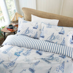 Lobster Creek Solent Maritime Print 100% Cotton Duvet Cover Set, Nautical Bedding With Piped Edges, Soft & Breathable - thumbnail 2