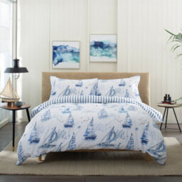 Lobster Creek Solent Maritime Print 100% Cotton Duvet Cover Set, Nautical Bedding With Piped Edges, Soft & Breathable - thumbnail 4