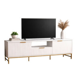 Tv Cabinet, White Tv Unit With 1 Drawer, 2 Door, Open Shelf - thumbnail 2