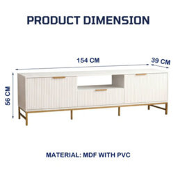 Tv Cabinet, White Tv Unit With 1 Drawer, 2 Door, Open Shelf - thumbnail 5