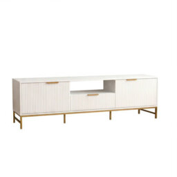Tv Cabinet, White Tv Unit With 1 Drawer, 2 Door, Open Shelf - thumbnail 4