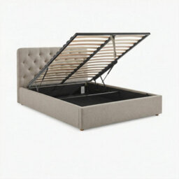 Furniturebox Uk Hayden Beige Fabric Ottoman King Size Bed Frame - thumbnail 6