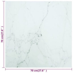 Vidaxl Table Top White 70X70 Cm 6 mm Tempered Glass With Marble Design - thumbnail 5