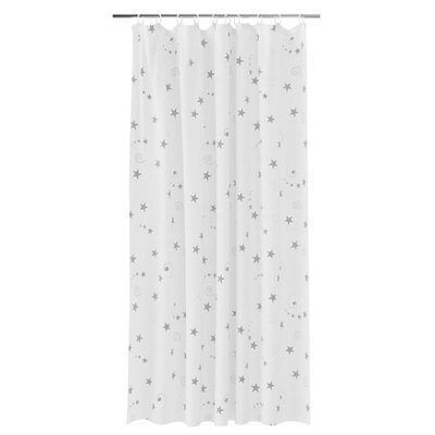 GoodHome Drawa White & Silver Stars Shower Curtain (W)180Cm - image 1