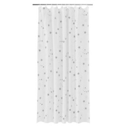 GoodHome Drawa White & Silver Stars Shower Curtain (W)180Cm - thumbnail 1