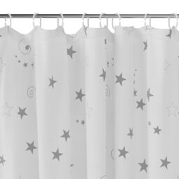 GoodHome Drawa White & Silver Stars Shower Curtain (W)180Cm - thumbnail 2