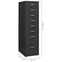 Vidaxl Mobile File Cabinet Anthracite 28X41X109 Cm Metal - thumbnail 3