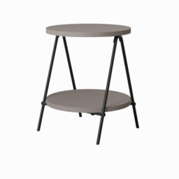 Decortie Essel Modern Round Side End Table 35Cm Black Metal Legs Mocha Grey Living Room H 42Cm - thumbnail 2