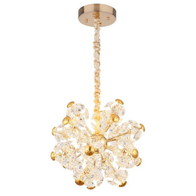 Luminosa Lighting Luminosa Floriella Pendant Ceiling Light Gold Colors Crystals Clear Glass Shade Led 3000K - image 1