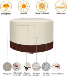 Round Patio Table Cover, Thick Cover Suitable For Garden Tables And Chairs (Beige Brown, 180 X 90 Cm) - thumbnail 2