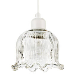 Happy Homewares Transparent Ribbed Glass Pendant Lighting Shade In Compact Bell Shape - thumbnail 1
