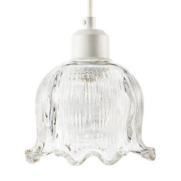 Happy Homewares Transparent Ribbed Glass Pendant Lighting Shade In Compact Bell Shape - thumbnail 3