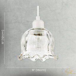 Happy Homewares Transparent Ribbed Glass Pendant Lighting Shade In Compact Bell Shape - thumbnail 7