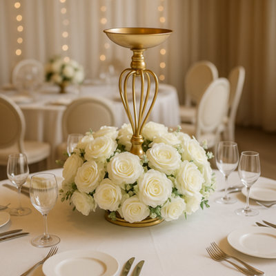 Sandra Chaircovers Rose Collection, 60Cm Diameter, Single, Ivory Artificial Rose Floral Hoop, Silk Flowers, Wedding Event Table Arch Decor - image 1