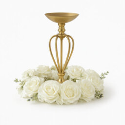 Sandra Chaircovers Rose Collection, 60Cm Diameter, Single, Ivory Artificial Rose Floral Hoop, Silk Flowers, Wedding Event Table Arch Decor - thumbnail 3