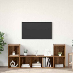 Berkfield Modern Tv Cabinet Set 3 Pcs Brown 107 X 35 X 37 Cm Engineered Wood - thumbnail 2