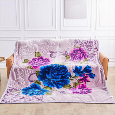 Gc Gaveno Cavailia Floral Weighted Blanket For Adult 200 X 240 Cm 2 Ply Sherpa Fleece Insomnia Stress Fleece Bed Throw Blanket 7Kg