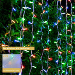 Christmas Tree World Crownvine 2 Pack 20 Led Multicolour Curtain Lights 2M - White Rubber Cable (For Crownvine Lights) - thumbnail 2
