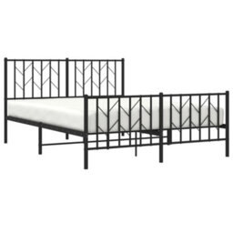 Berkfield Metal Bed Frame Without Mattress With Footboard Black 135X190Cm - thumbnail 3