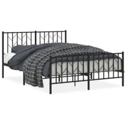 Berkfield Metal Bed Frame Without Mattress With Footboard Black 135X190Cm - thumbnail 2