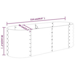 Berkfield Garden Planter Powder-Coated Steel 114X40X36 Cm Silver - thumbnail 6