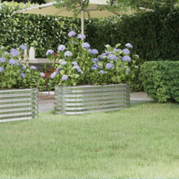 Berkfield Garden Planter Powder-Coated Steel 114X40X36 Cm Silver - thumbnail 1