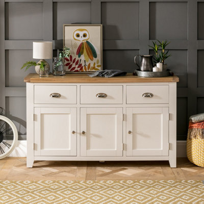 The Furniture Market Cheshire Cream Painted Large 3 Drawer 3 Door Sideboard - image 1