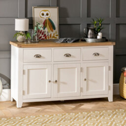 The Furniture Market Cheshire Cream Painted Large 3 Drawer 3 Door Sideboard - thumbnail 2