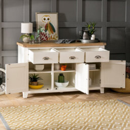 The Furniture Market Cheshire Cream Painted Large 3 Drawer 3 Door Sideboard - thumbnail 3