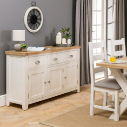 The Furniture Market Cheshire Cream Painted Large 3 Drawer 3 Door Sideboard - thumbnail 4