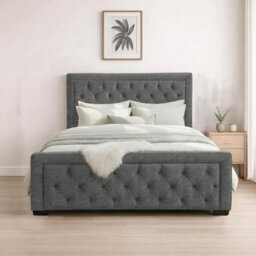 Naples Grey Upholstered Chesterfield Super King Size Bed Frame, Modern Luxury Floor-Standing Headboard & Footboard - thumbnail 1